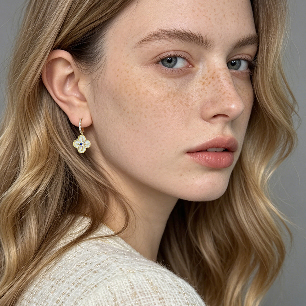 Floral Star Charm Drop Earrings