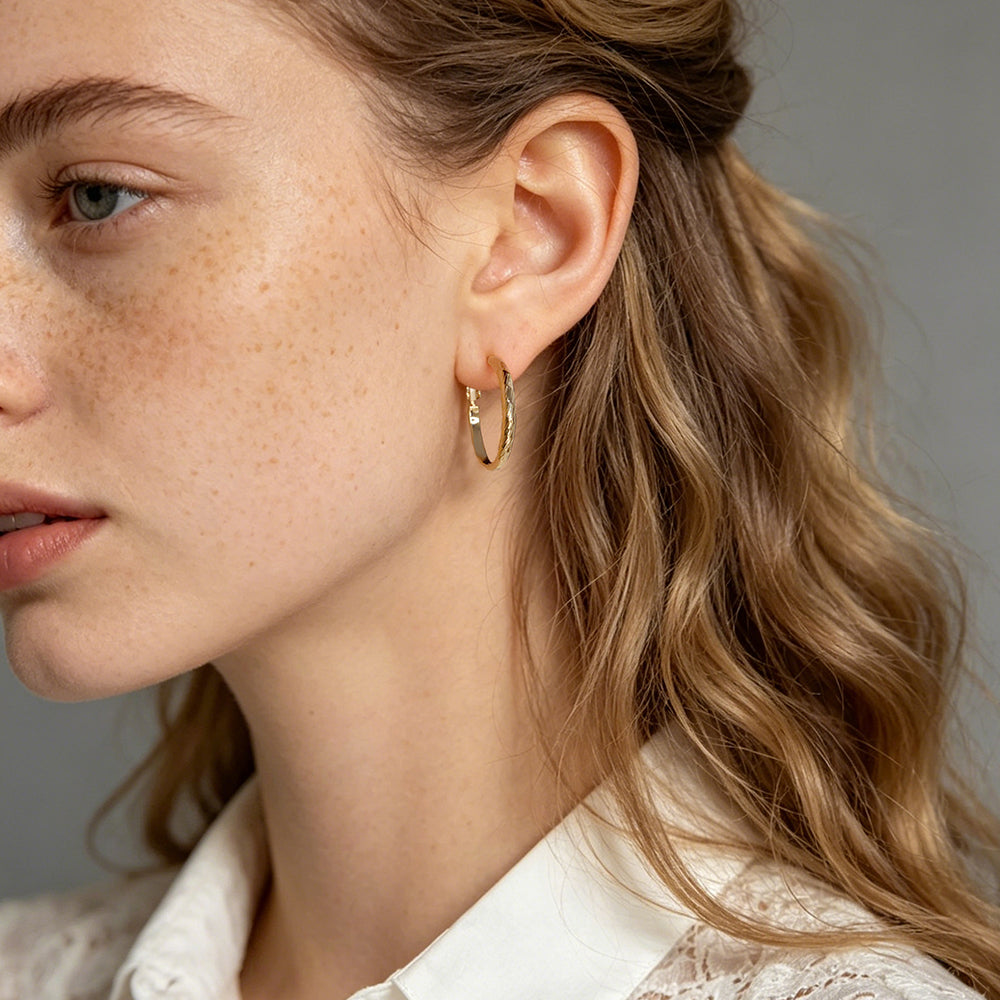 Textured Thin Hoop Earrings