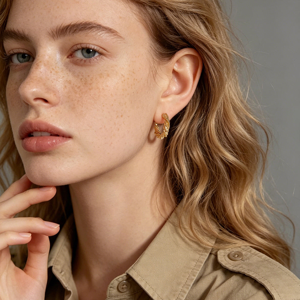 Textured Twisted Hoop Earrings