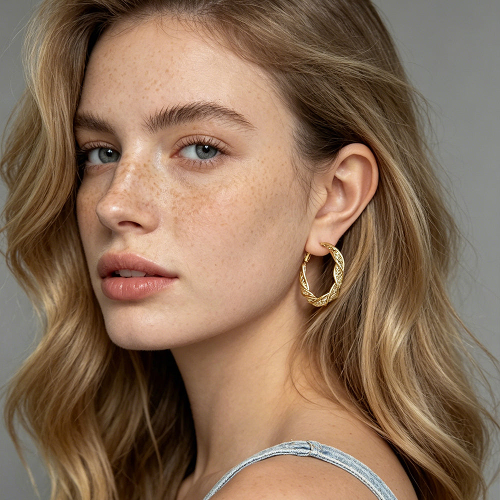 Mesh Twist Hoop Earrings