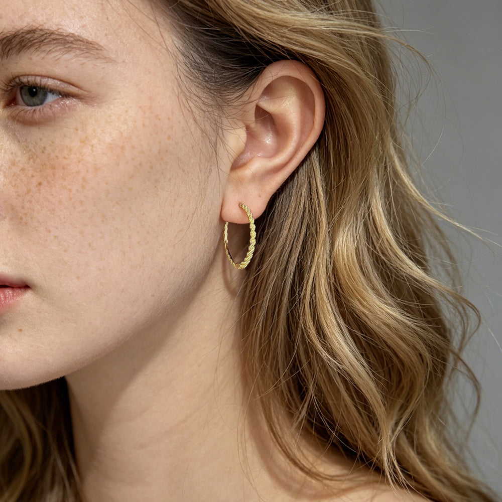 Beaded Textured Hoop Earrings