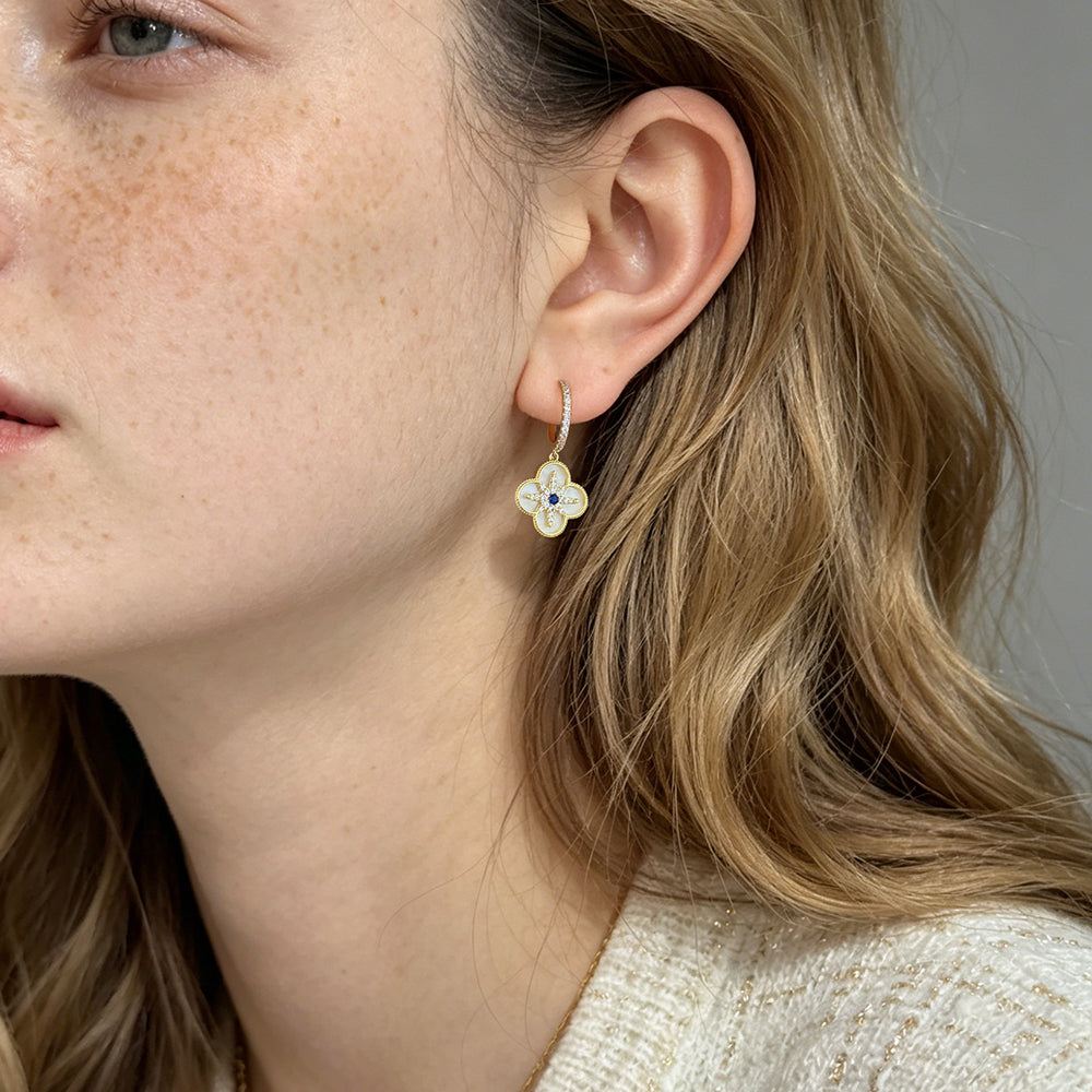 Floral Star Charm Drop Earrings