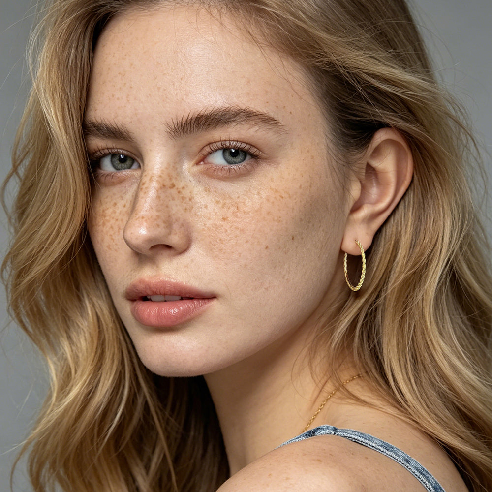 Beaded Textured Hoop Earrings