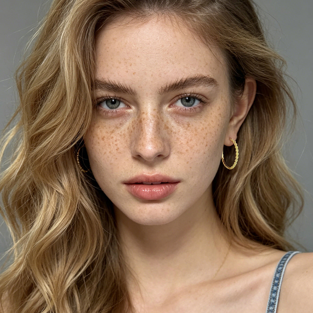Beaded Textured Hoop Earrings