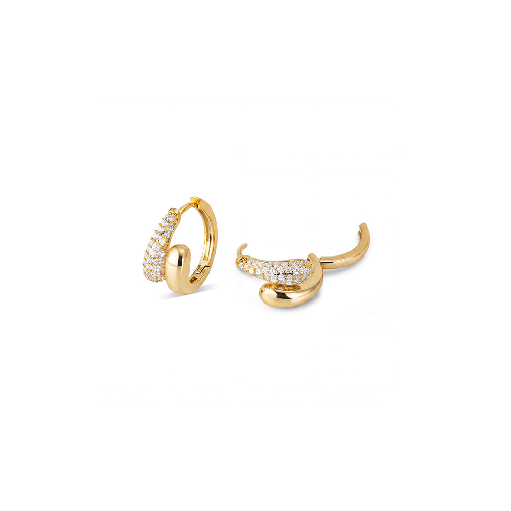 Asymmetrical Pave C-Hoop Earrings