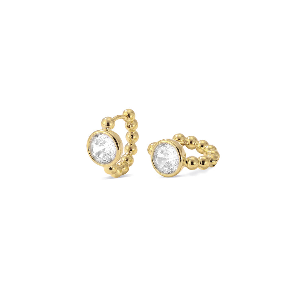 Beaded Solitaire C-Hoop Earrings