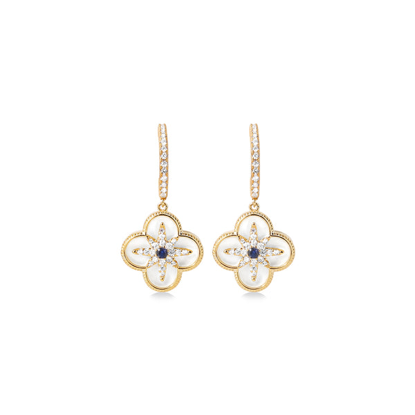 Floral Star Charm Drop Earrings