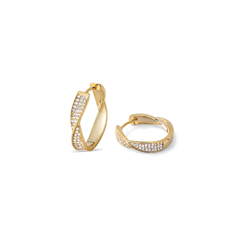 Twist Pave Hoop Earrings