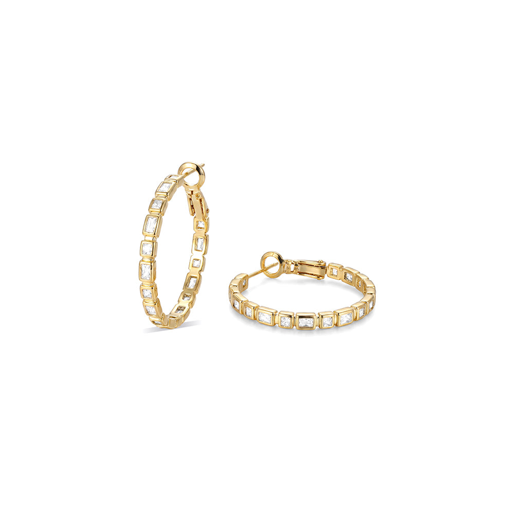 Baguette CZ Hoop Earrings