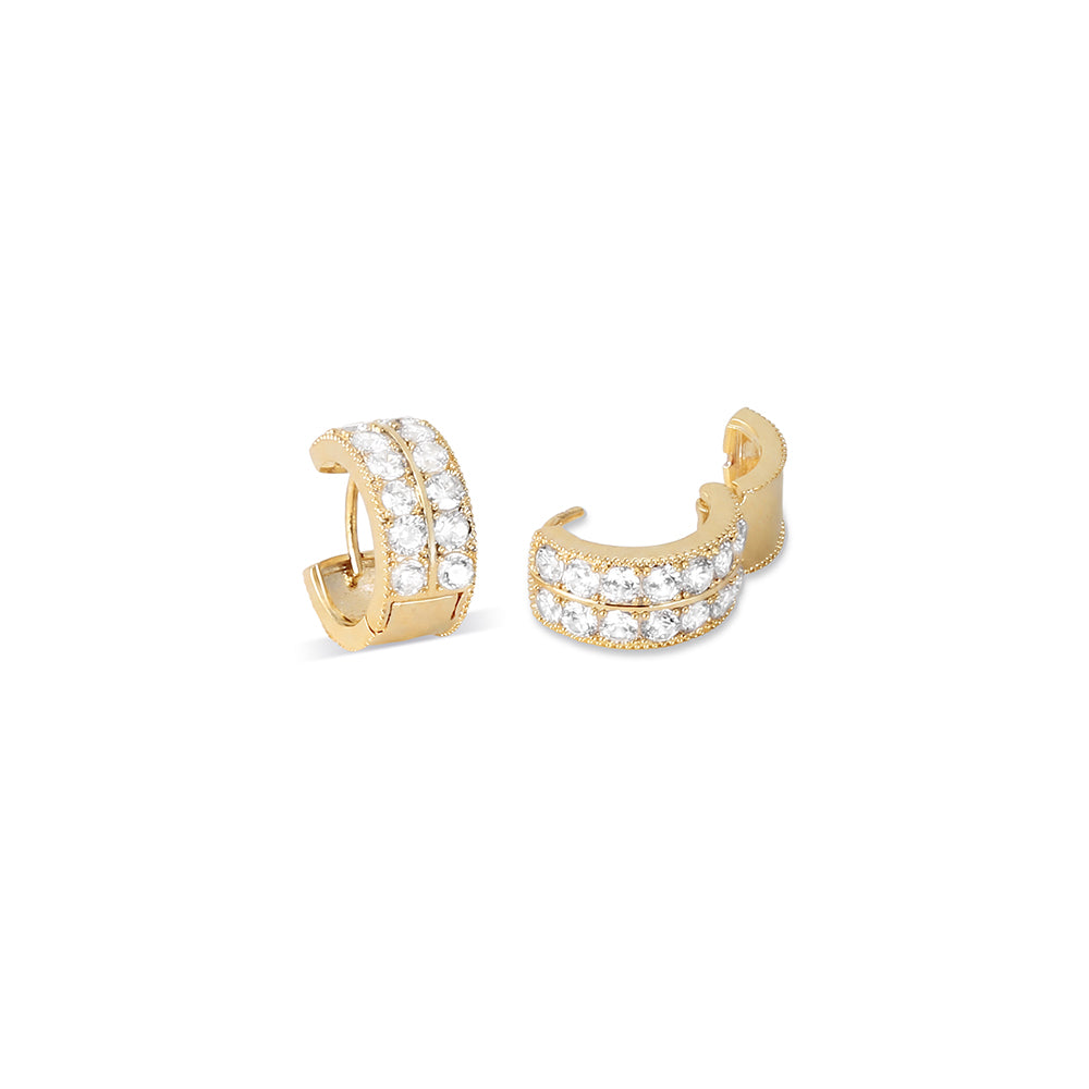 Double Row Pave Crystal Mini Hoop Earrings