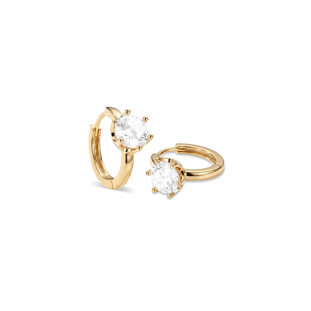 Solitaire Crystal Huggie Earrings