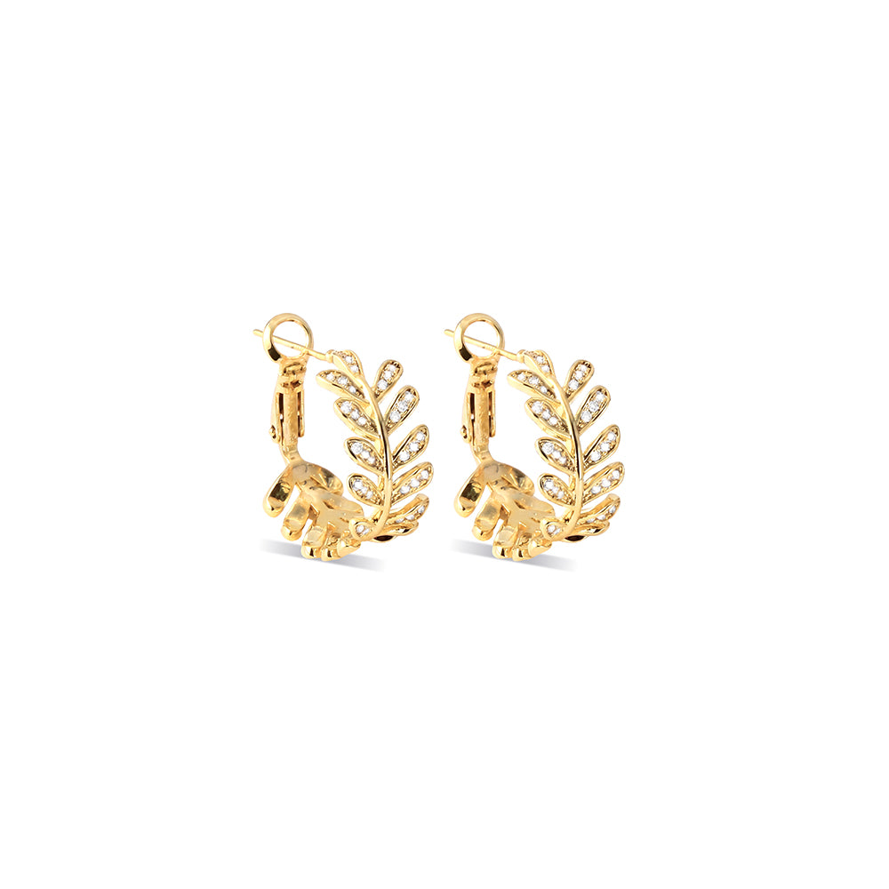 Olive Branch Crystal Hoop Earrings
