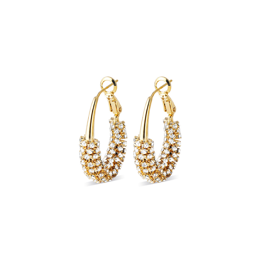 Pave Crystal Half Hoop Earrings