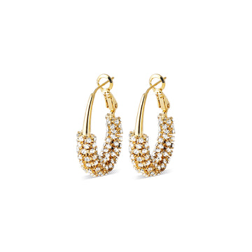 Pave Crystal Half Hoop Earrings