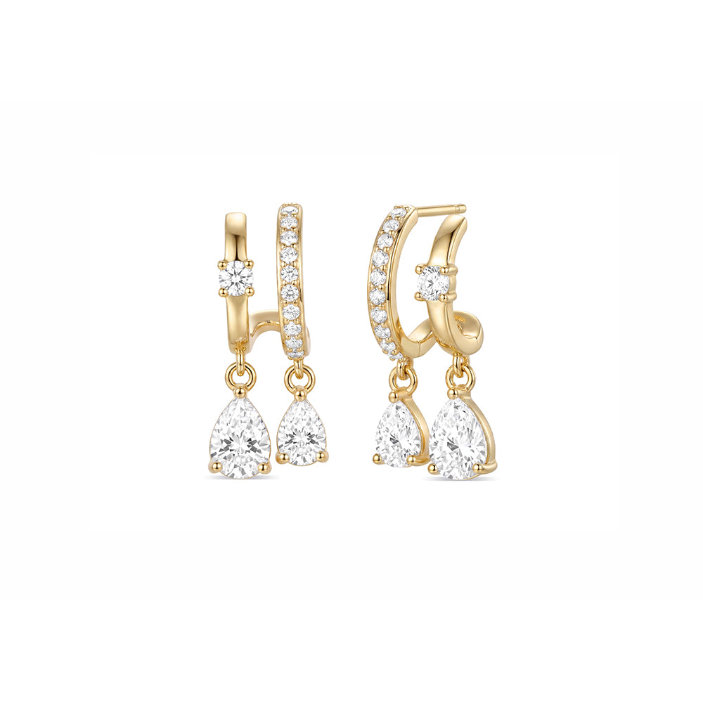 Teardrop Double Drop Crystal Earrings