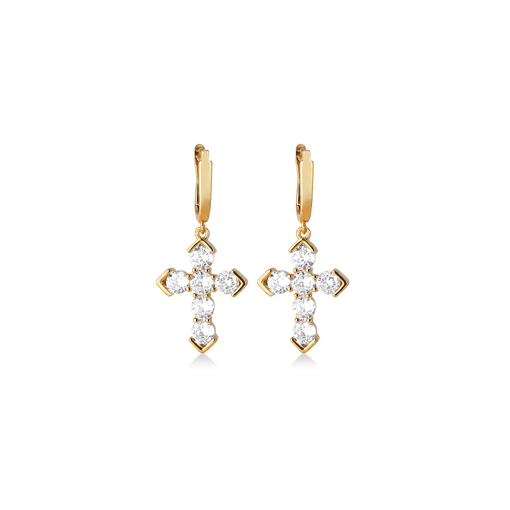 Starlight Cross Geometric Drop Earrings