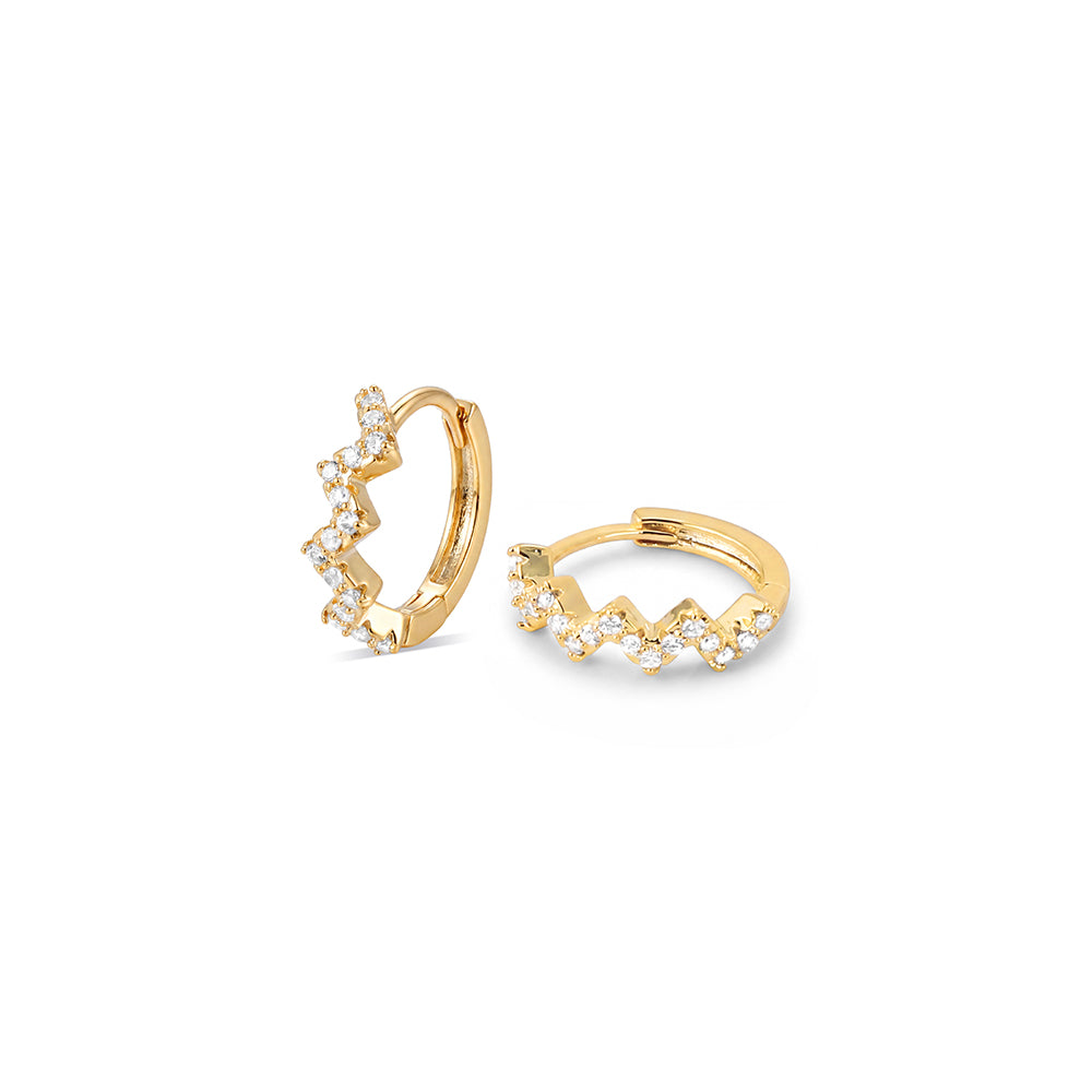 Zig-Zag Pave Huggie Hoop Earrings