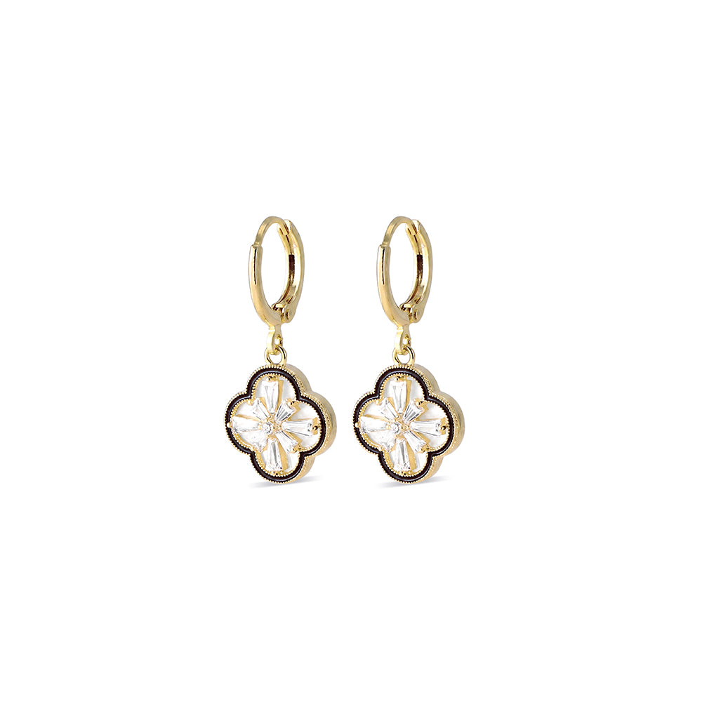 Floral Drop Hoop Earrings