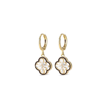 Floral Drop Hoop Earrings