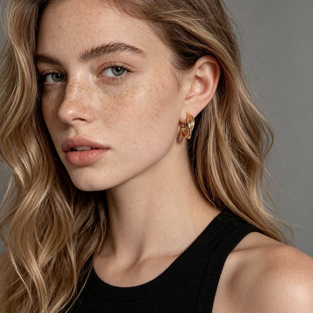 Multi-Twist Layered Hoop Earrings