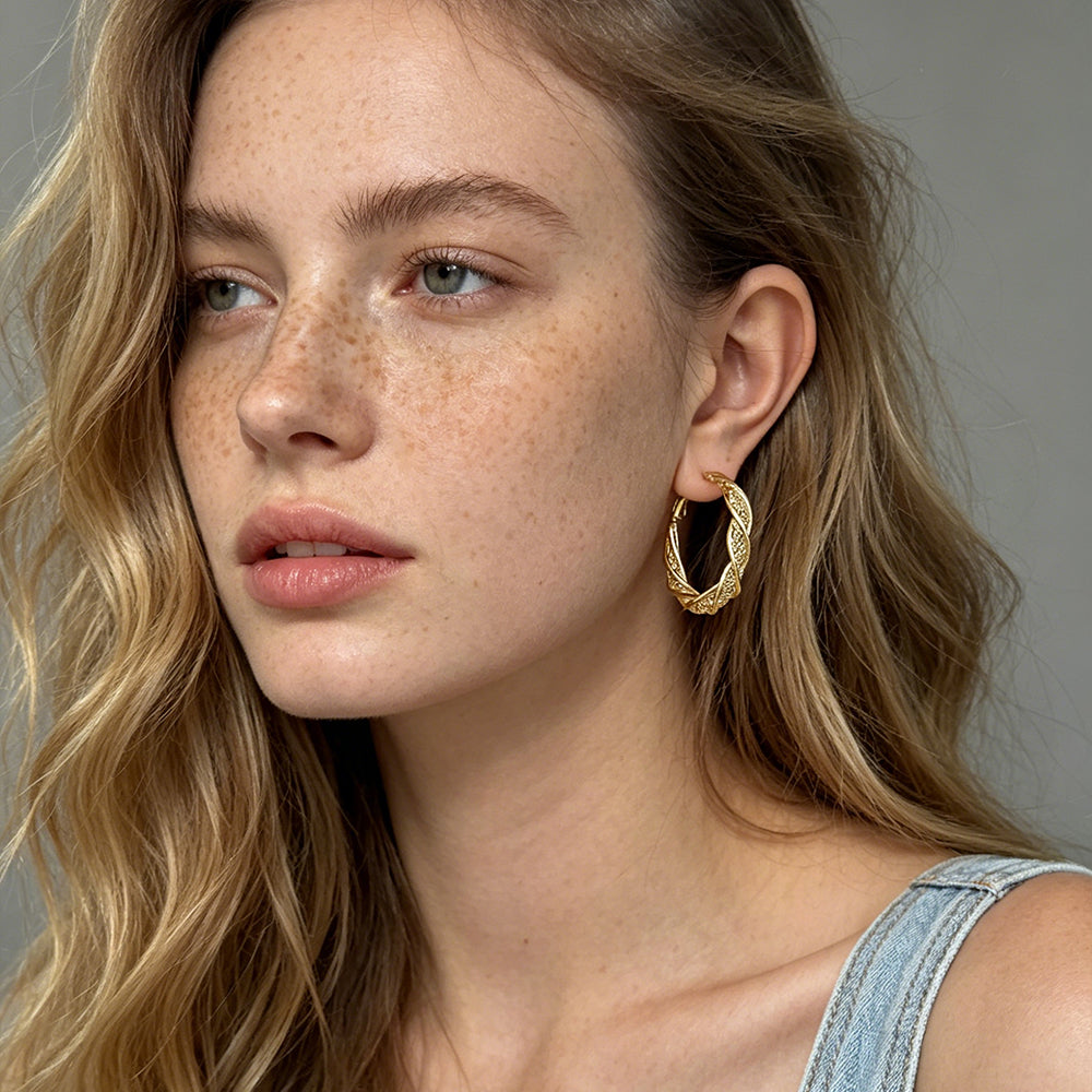 Mesh Twist Hoop Earrings