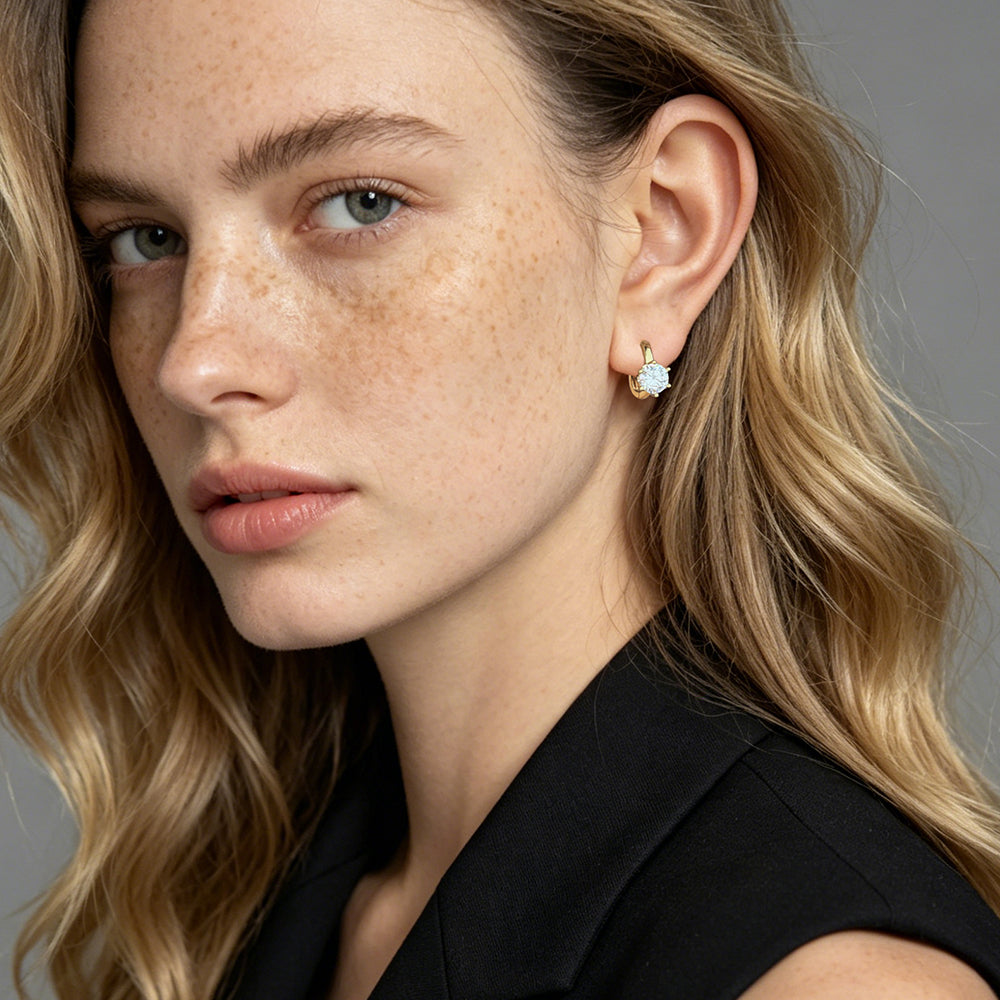 Solitaire Crystal Huggie Earrings