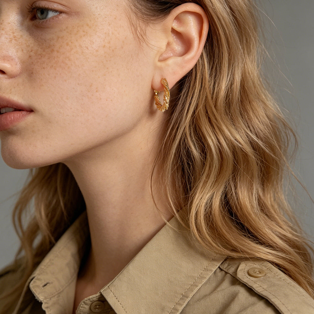 Textured Twisted Hoop Earrings