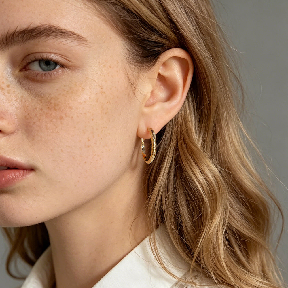 Textured Thin Hoop Earrings