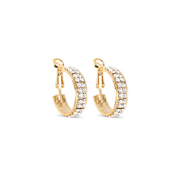 Double Row Pave C-Hoop Earrings