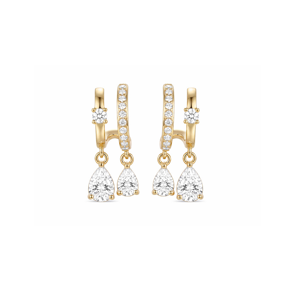 Teardrop Double Drop Crystal Earrings