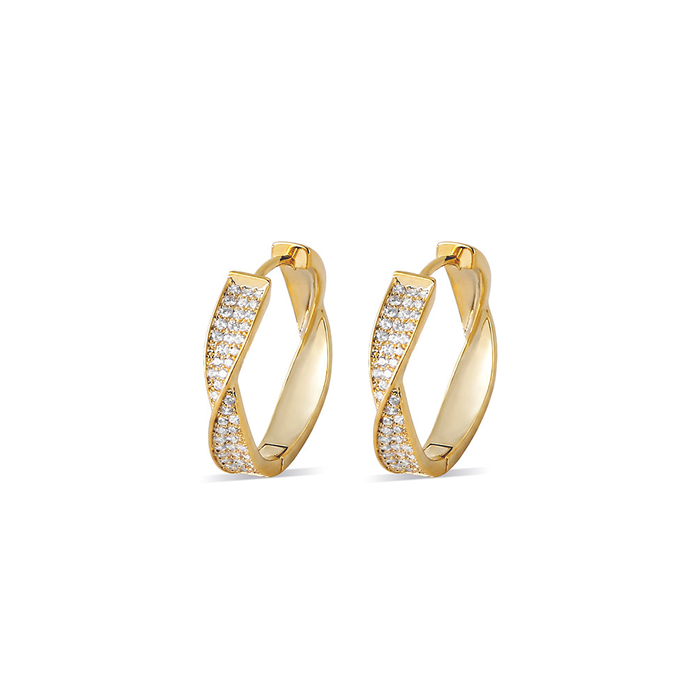 Twist Pave Hoop Earrings