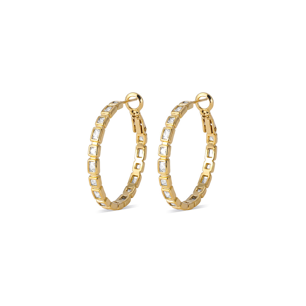 Baguette CZ Hoop Earrings