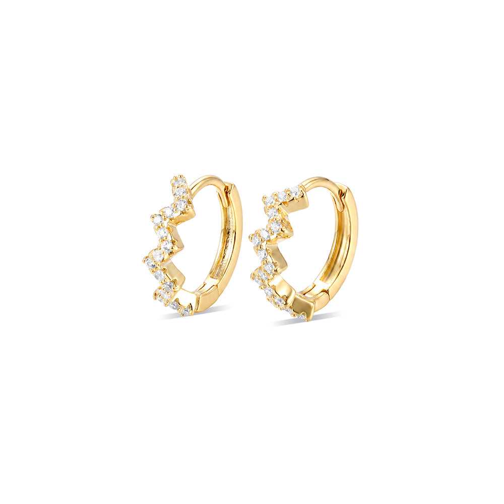 Zig-Zag Pave Huggie Hoop Earrings