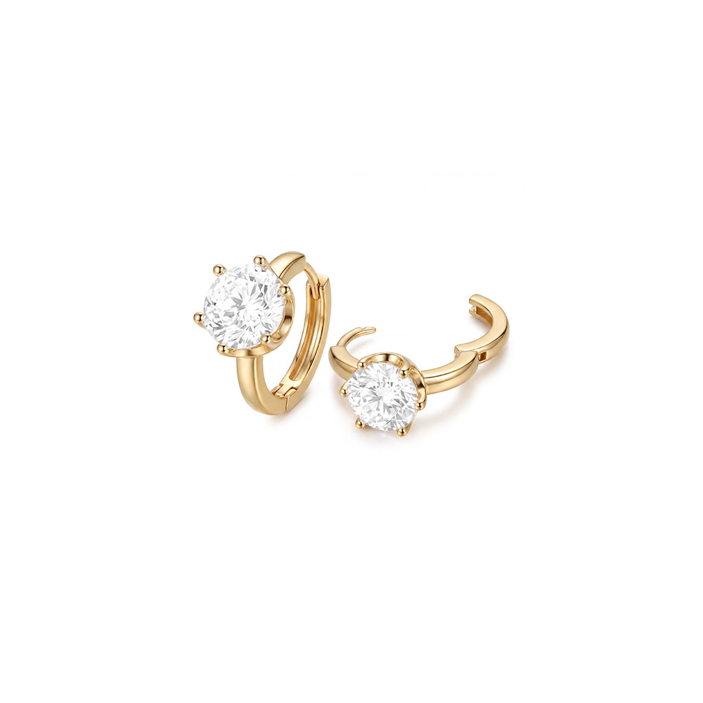 Solitaire Crystal Huggie Earrings