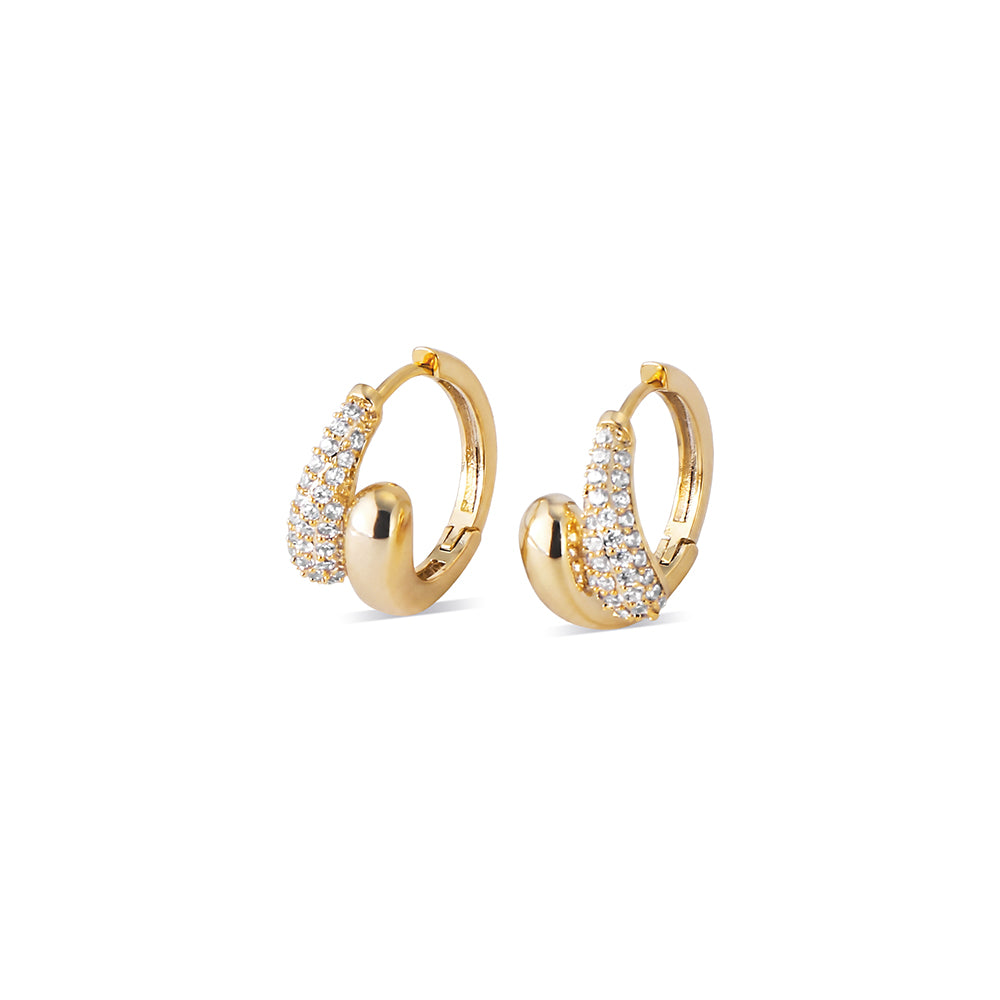 Asymmetrical Pave C-Hoop Earrings