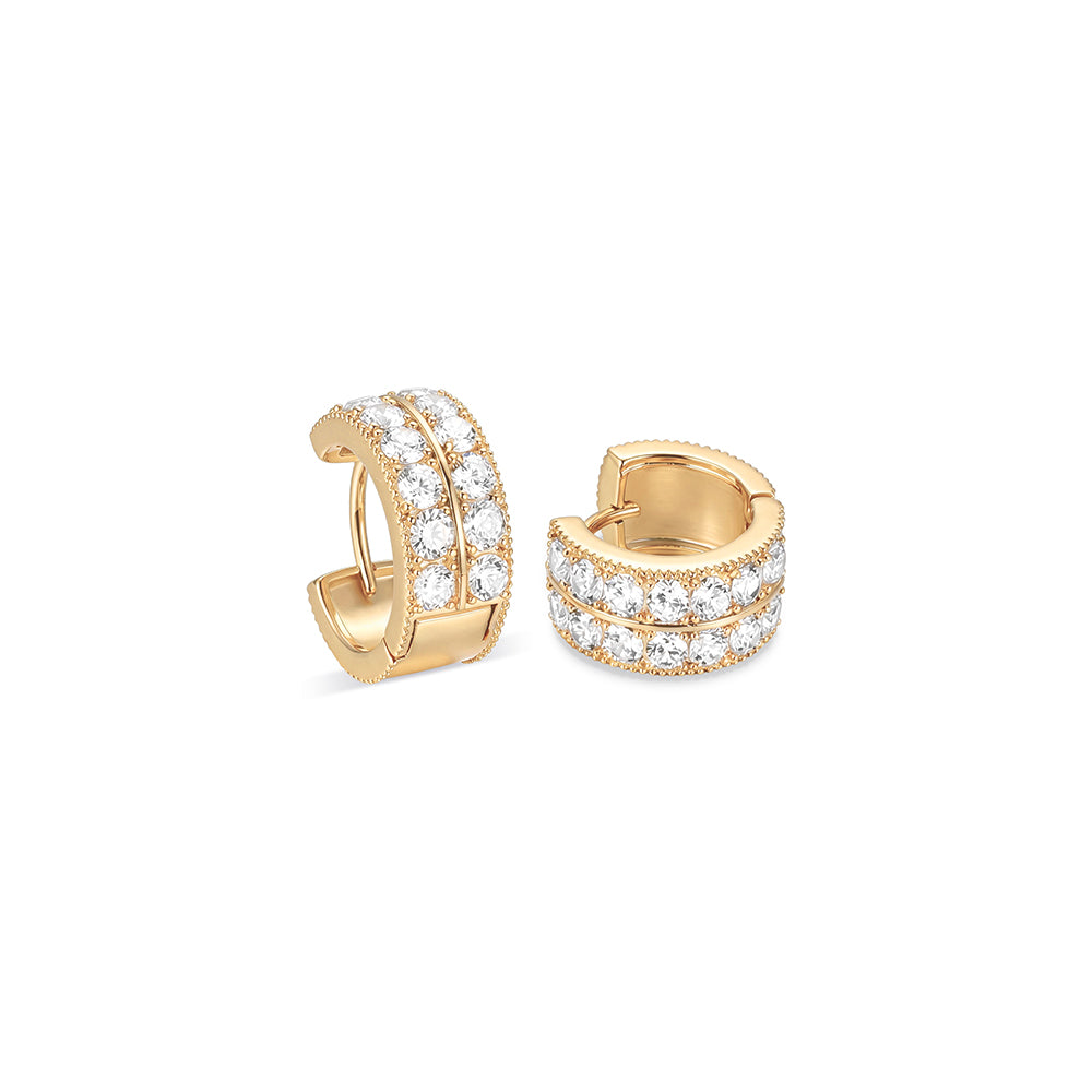 Double Row Pave Crystal Mini Hoop Earrings