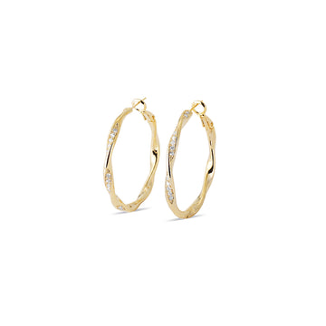 Twisted Wave Pave Hoop Earrings