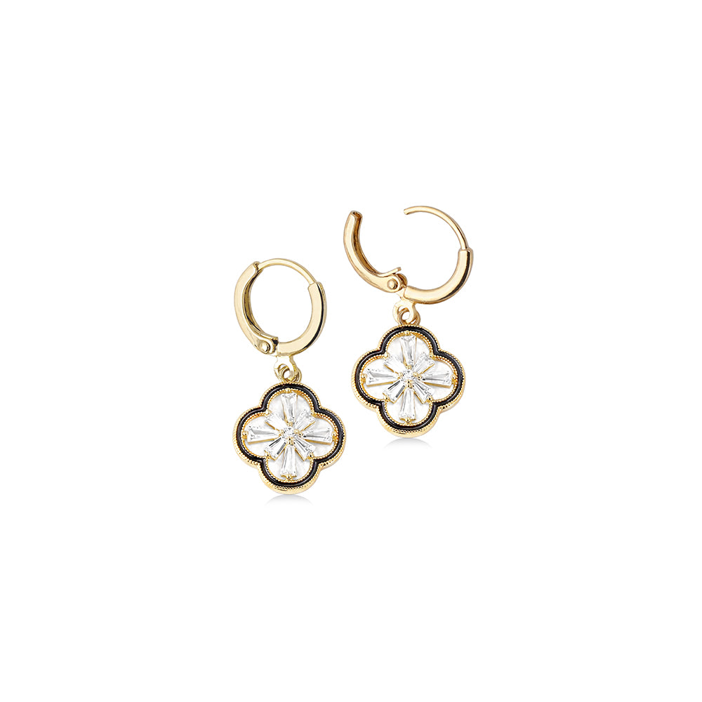 Floral Drop Hoop Earrings