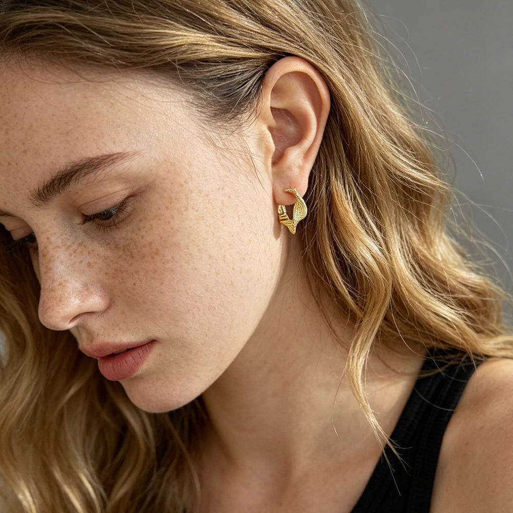 Textured Tail Hoop Earrings
