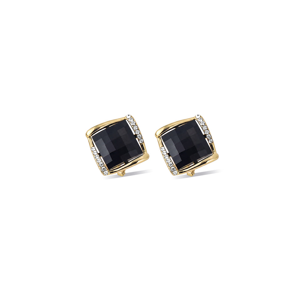 Midnight Black Square Stud Earrings