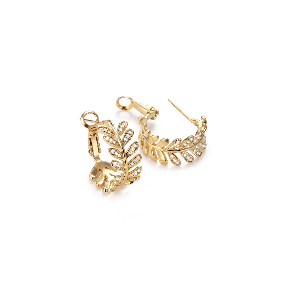 Olive Branch Crystal Hoop Earrings