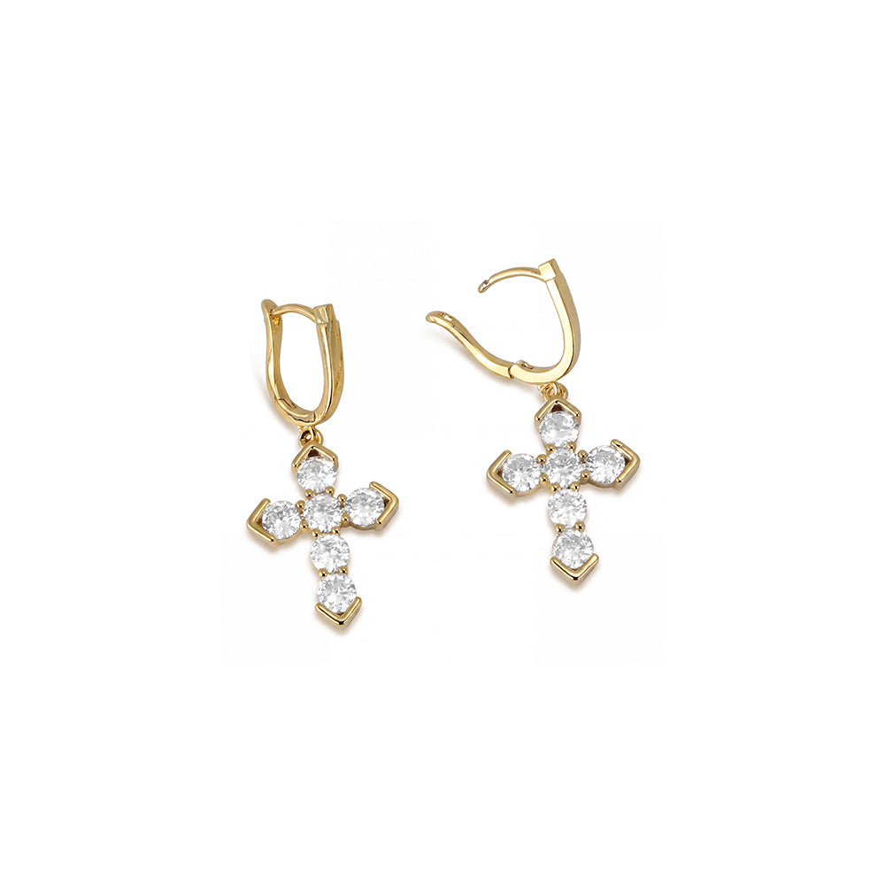 Starlight Cross Geometric Drop Earrings