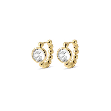 Beaded Solitaire C-Hoop Earrings
