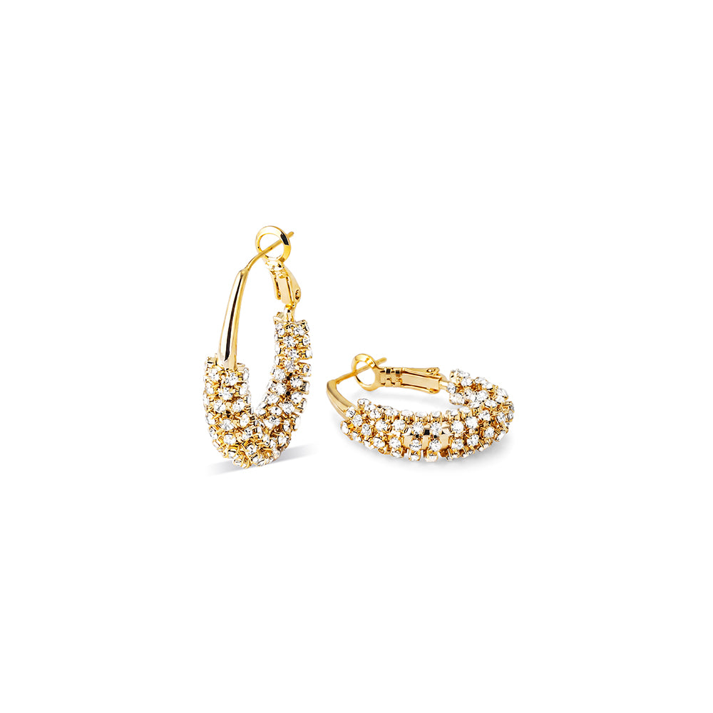 Pave Crystal Half Hoop Earrings