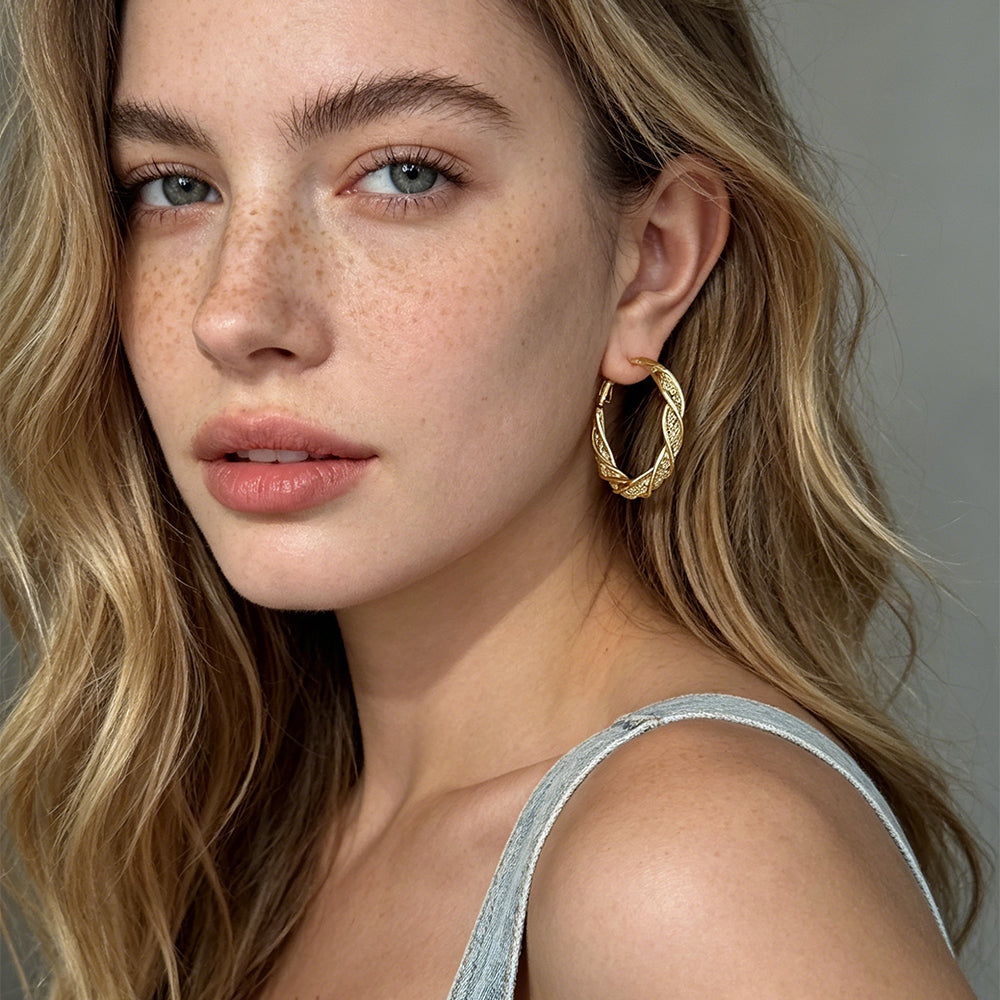 Mesh Twist Hoop Earrings