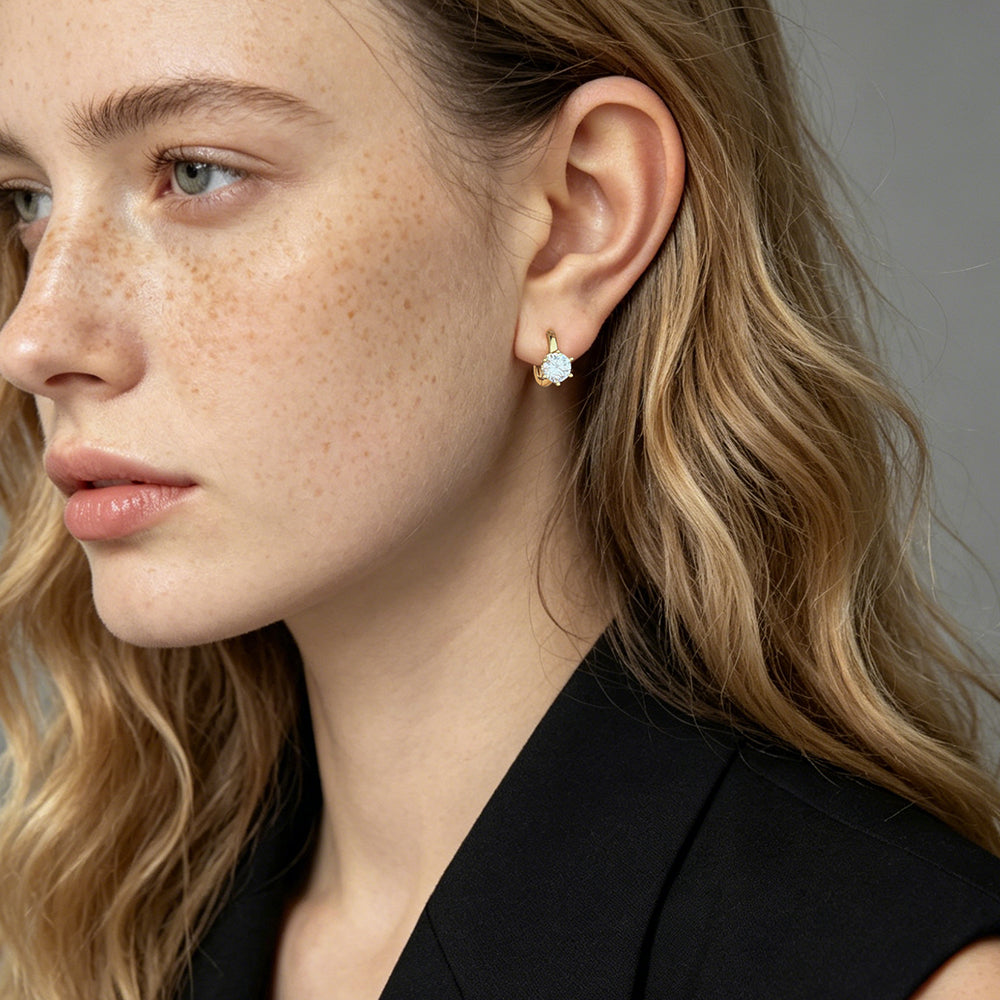 Solitaire Crystal Huggie Earrings