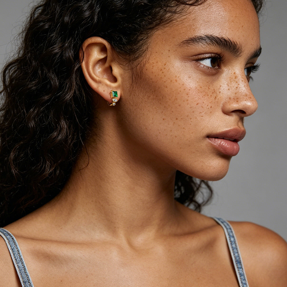 Emerald Green Color Mood Stud Earrings | Delicate Fashion Jewelry for Women