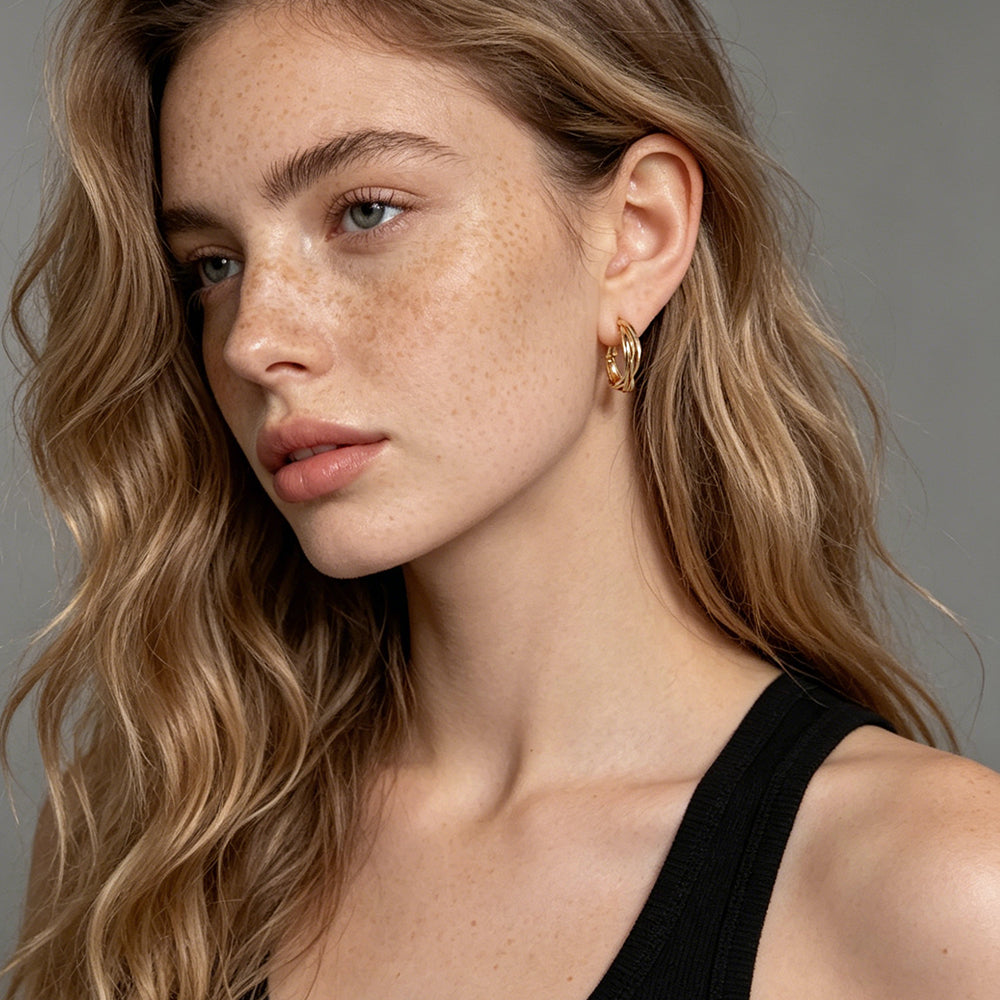 Multi-Twist Layered Hoop Earrings