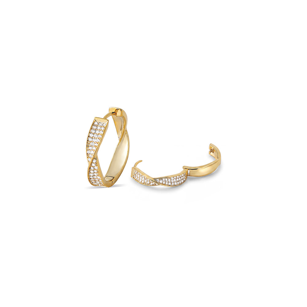 Twist Pave Hoop Earrings