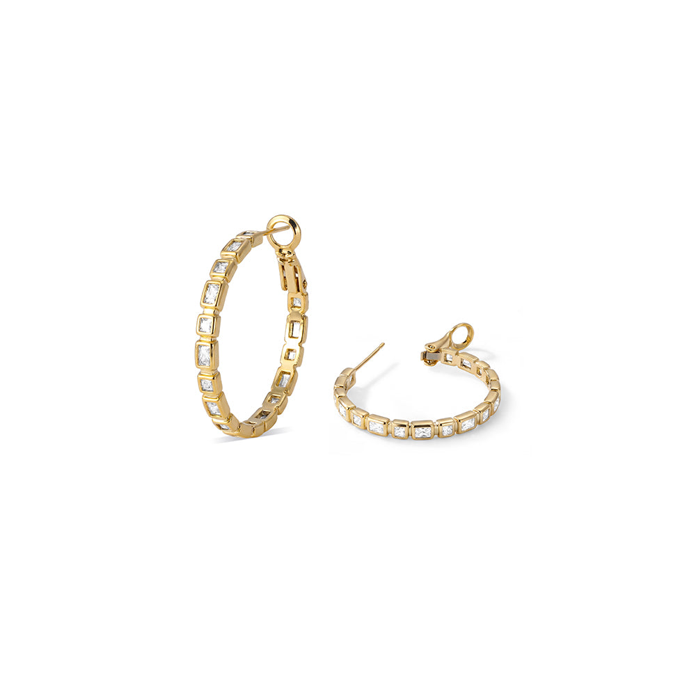 Baguette CZ Hoop Earrings